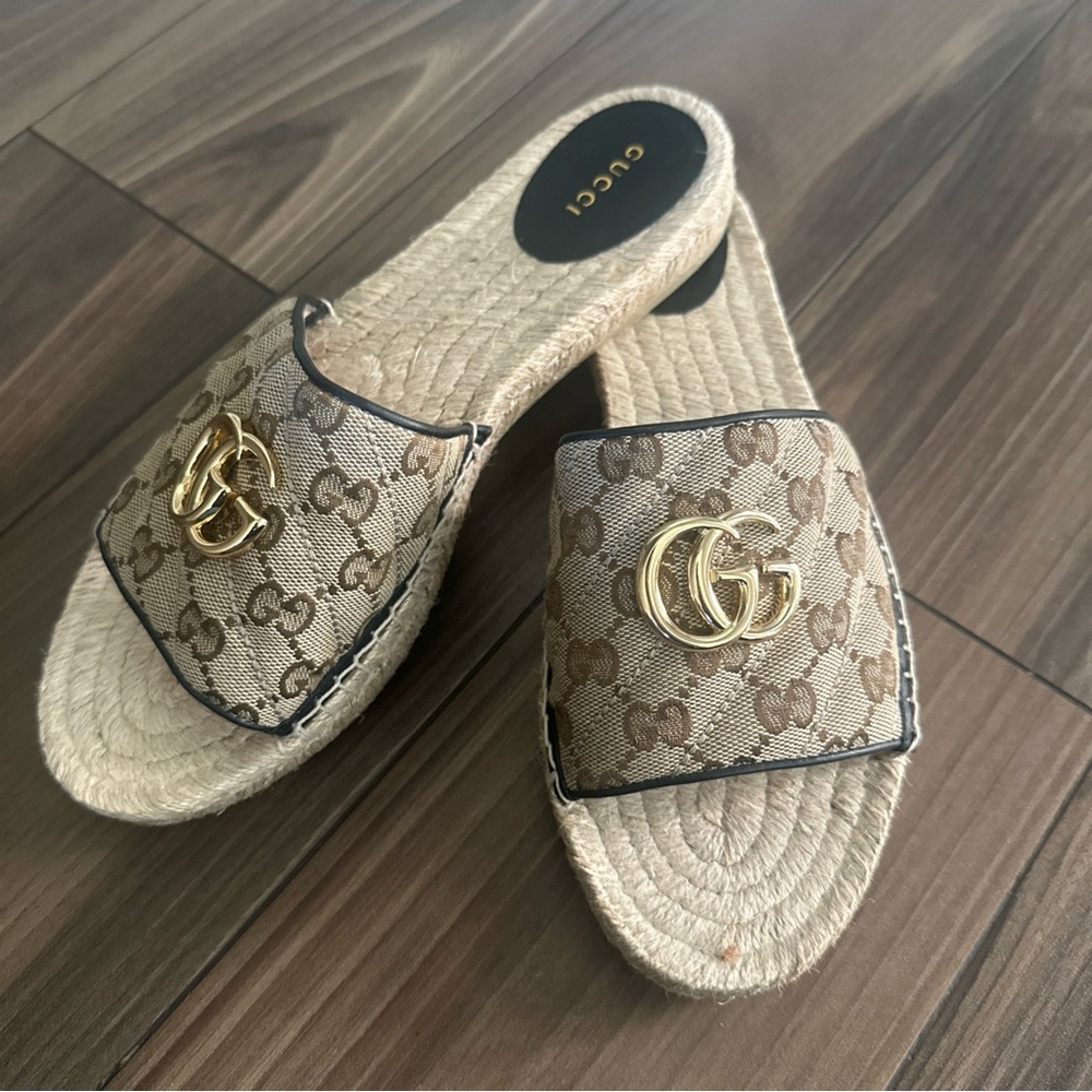 Gucci GG Matelasse Canvas Espadrille Sandal (Women's) Size 40 EU/10 US